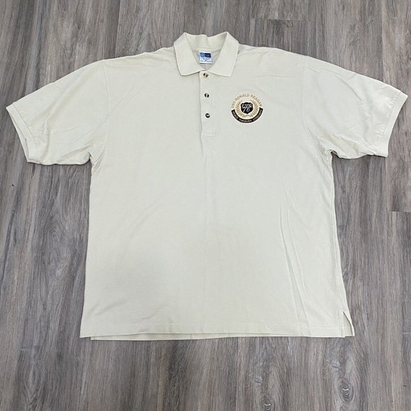 Military USS RONALD REAGAN CVN-76 Peace Through Strength Beige Polo Shirt‎ XL - Picture 2 of 7